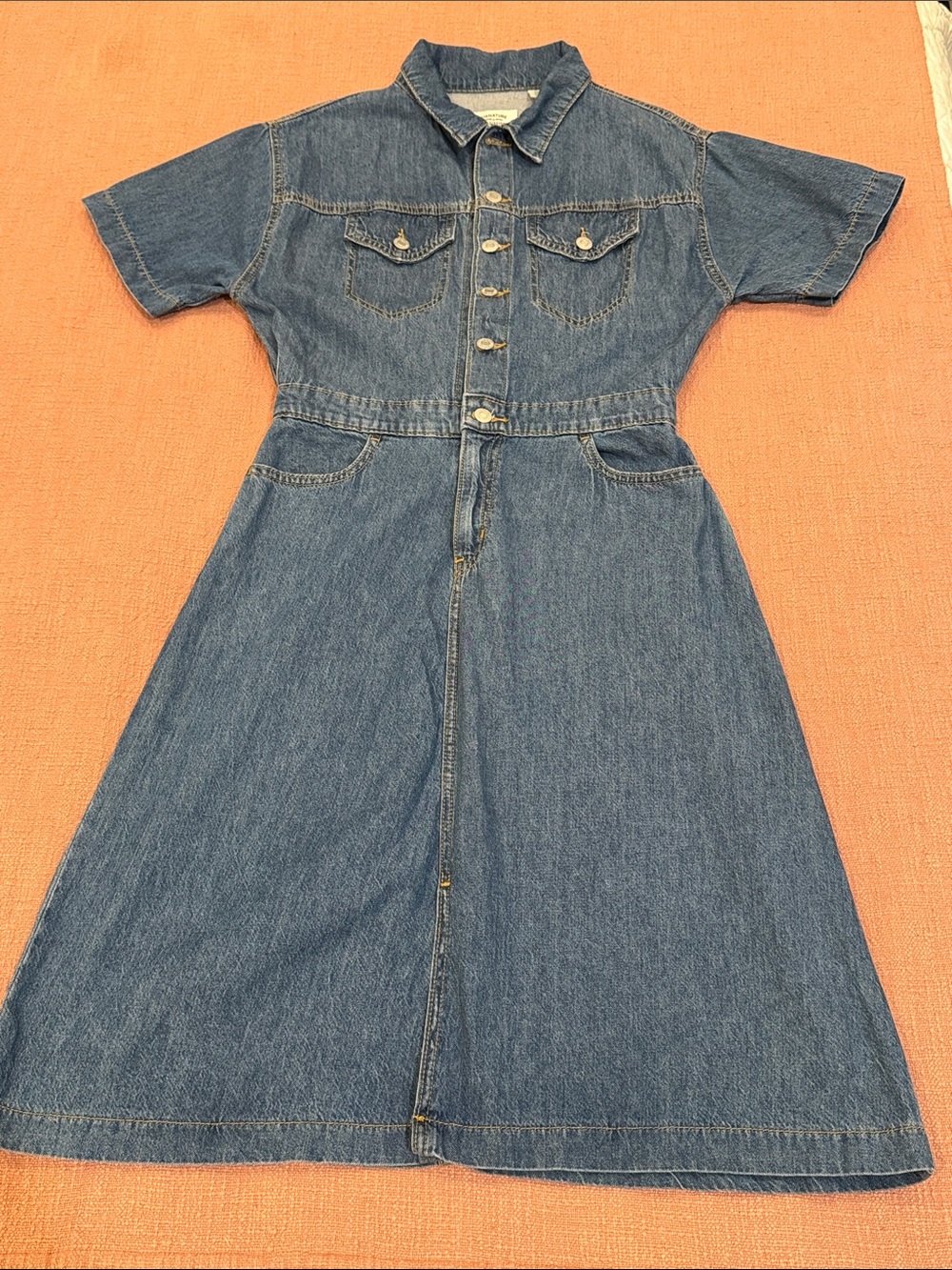 Wm’s XS Denim Midi Shirtwaist Dress - Blue Jean vintage style
